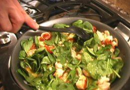 Slim Man Cooks Shrimp  Spinach